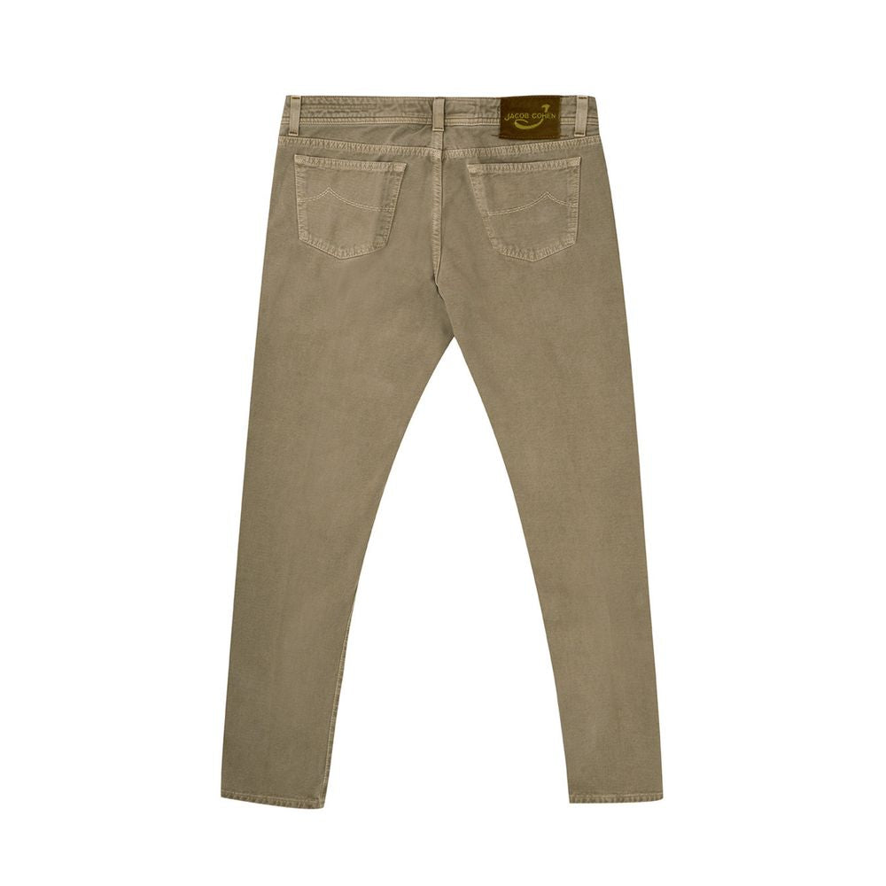 Jacob Cohen Premium Brown Cotton Pants - GlamHub Luxury and Icon Brand Clothing