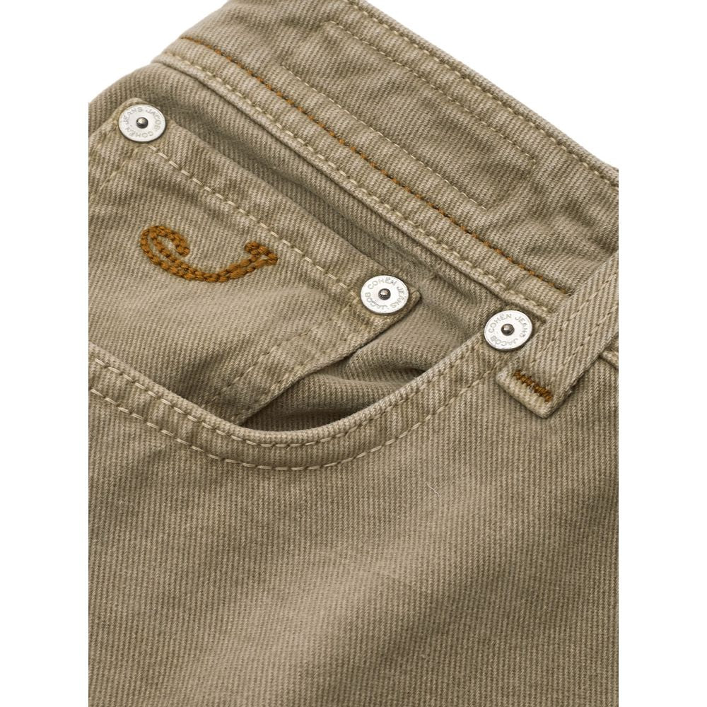 Jacob Cohen Premium Brown Cotton Pants - GlamHub Luxury and Icon Brand Clothing