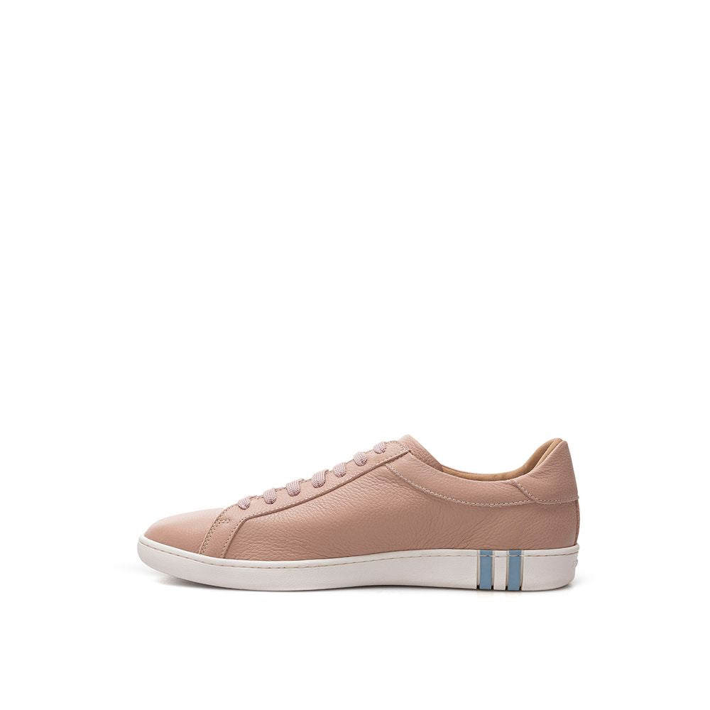 Elegant Pink Leather Sneakers - GlamHub Luxury and Icon Brand Clothing