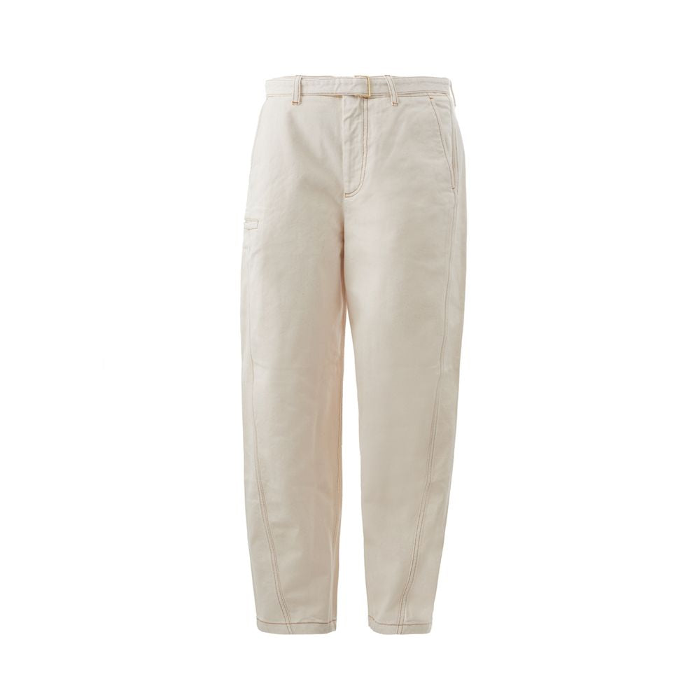 Beige Cotton Chic Trousers - GLAMHUB BOUTIQUE 