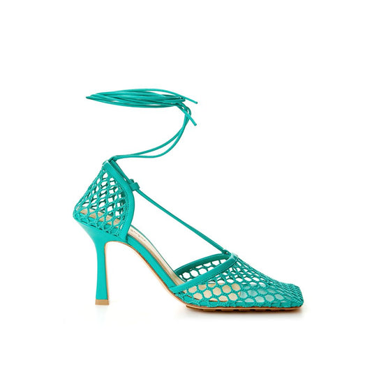 Green Cotton Leather Sandal - GLAMHUB BOUTIQUE 