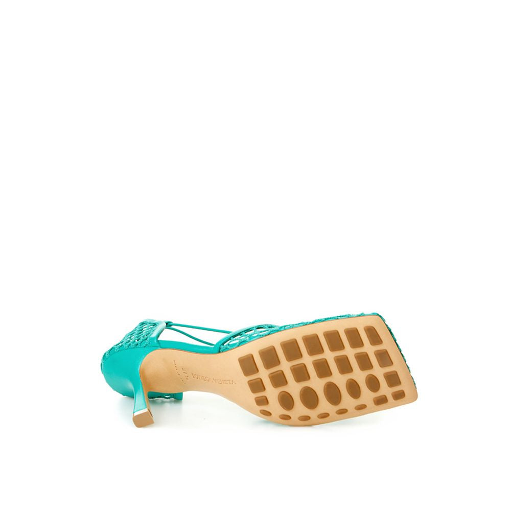 Green Cotton Leather Sandal - GLAMHUB BOUTIQUE 