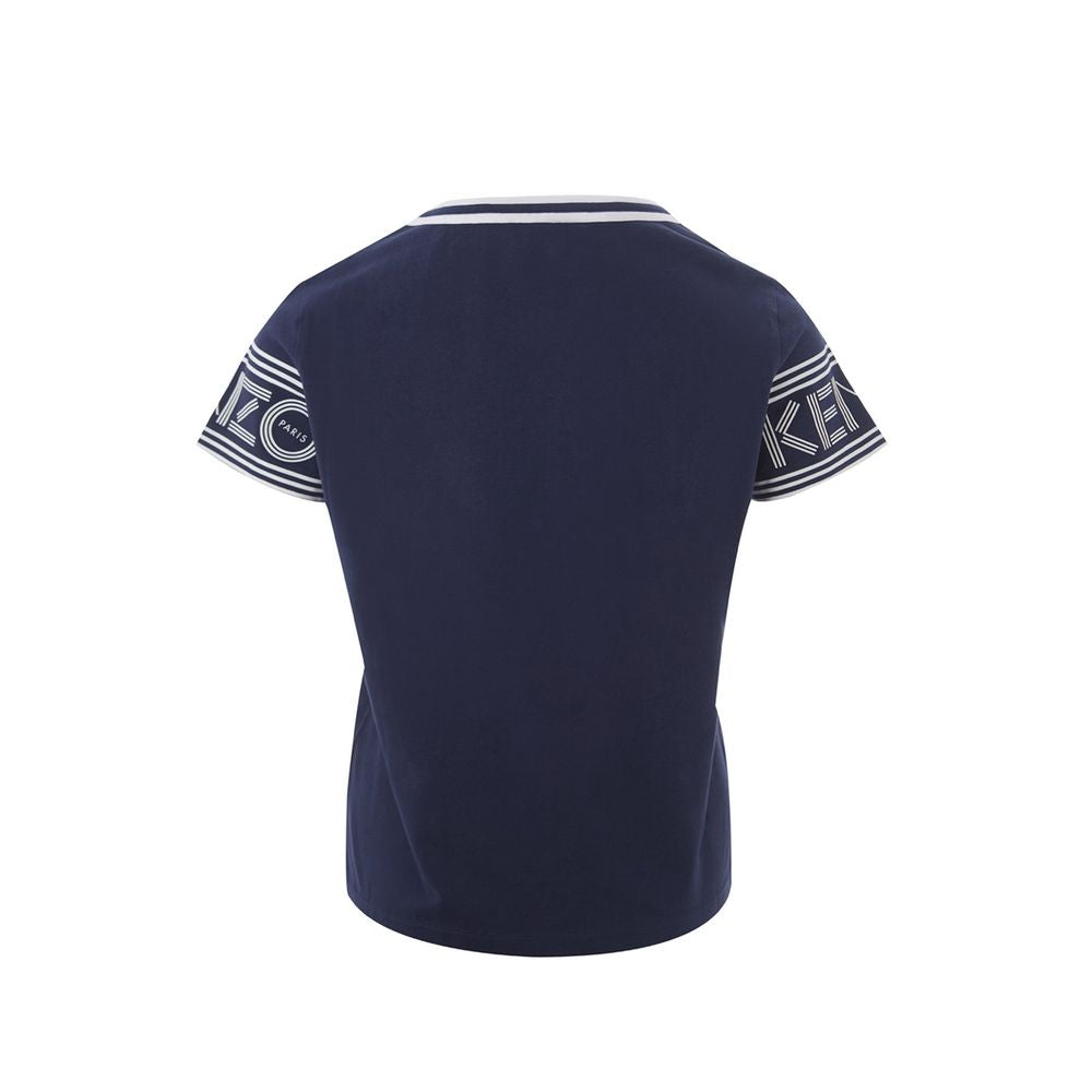 Blue Cotton Tops & T-Shirt - GlamHub Luxury and Icon Brand Clothing