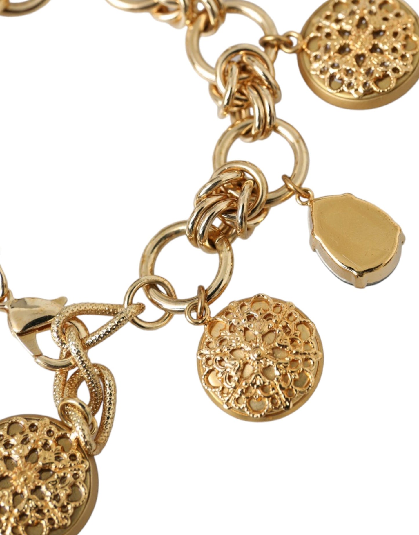 Gold Tone Brass Chain Crystal Women Bracelet