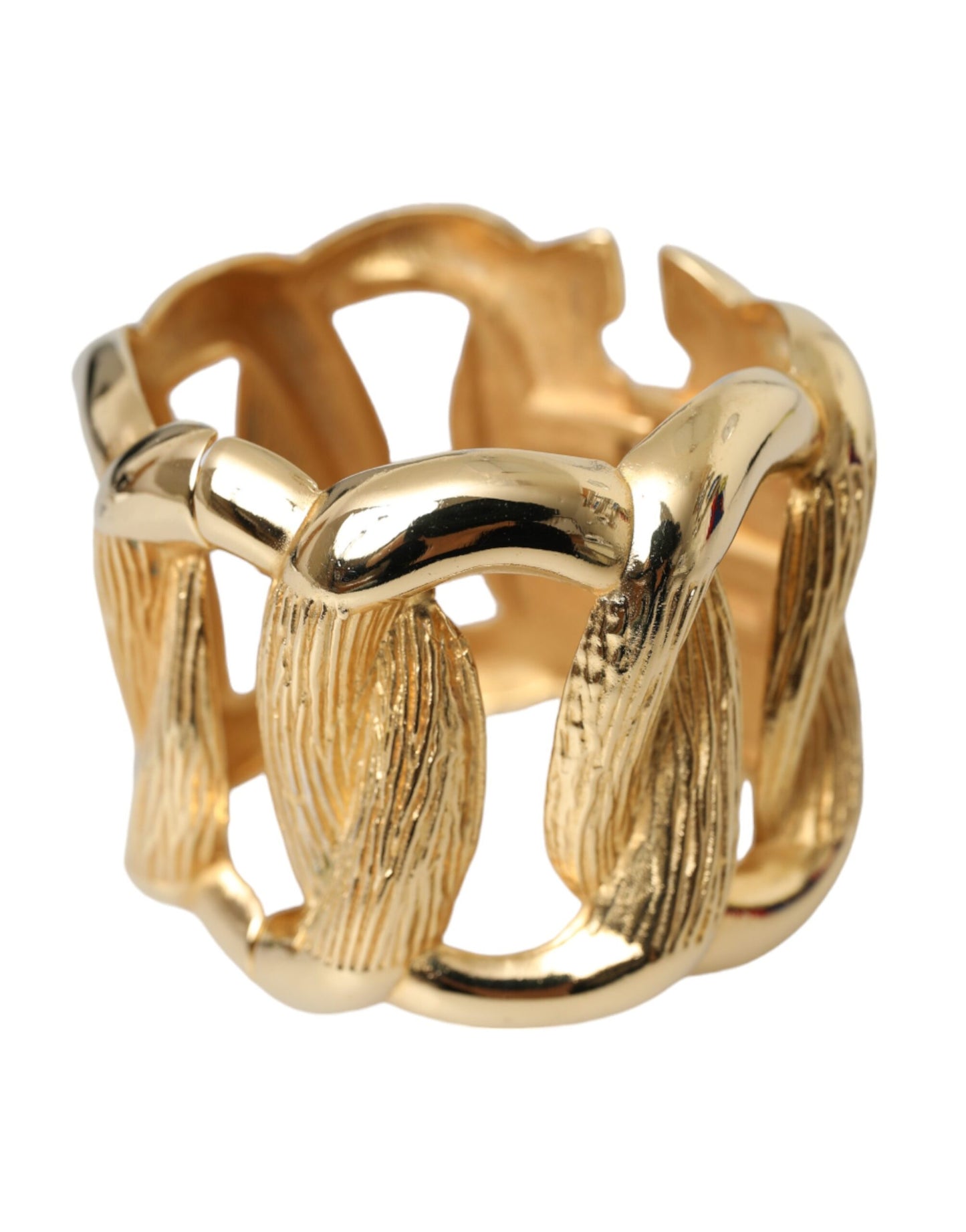 Gold Tone Vintage Clamper Twisted Loop Bangle Bracelet