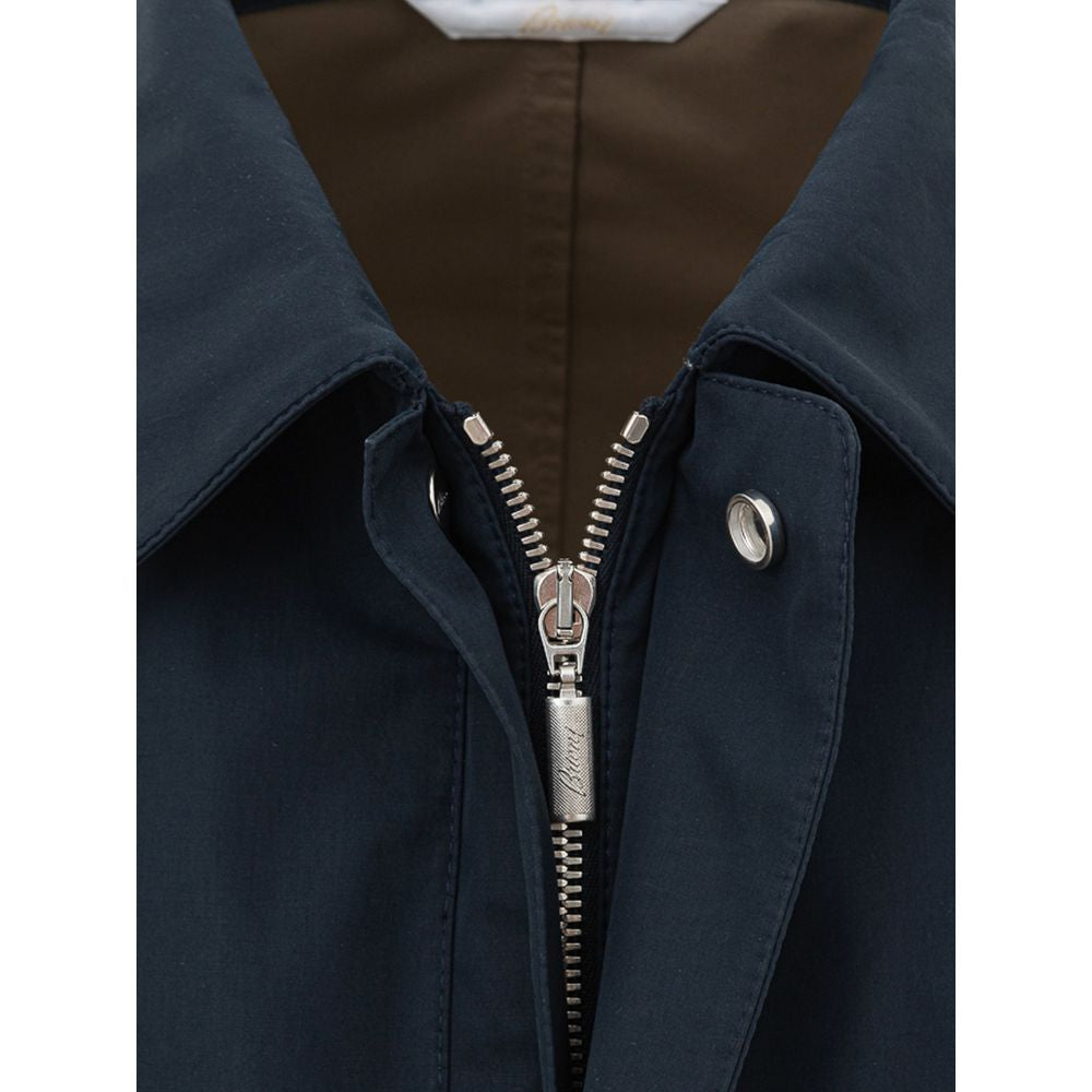 Blue Cotton Jacket - GlamHub Luxury and Icon Brand Clothing