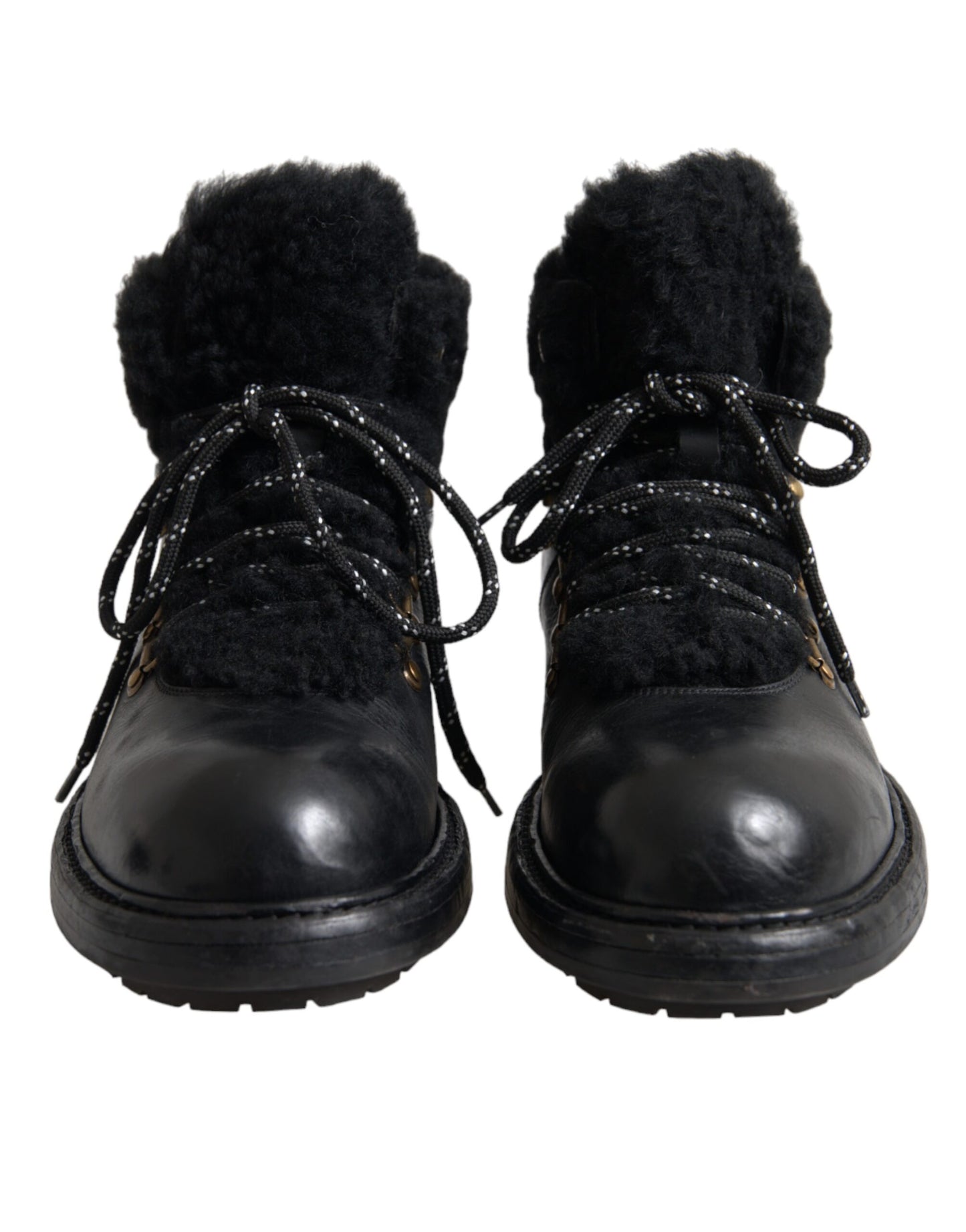 Black Leather Bernini Shearling Boots Shoes