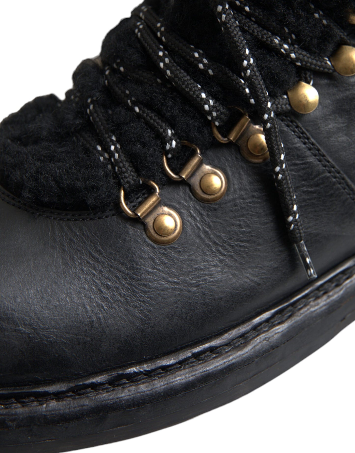 Black Leather Bernini Shearling Boots Shoes