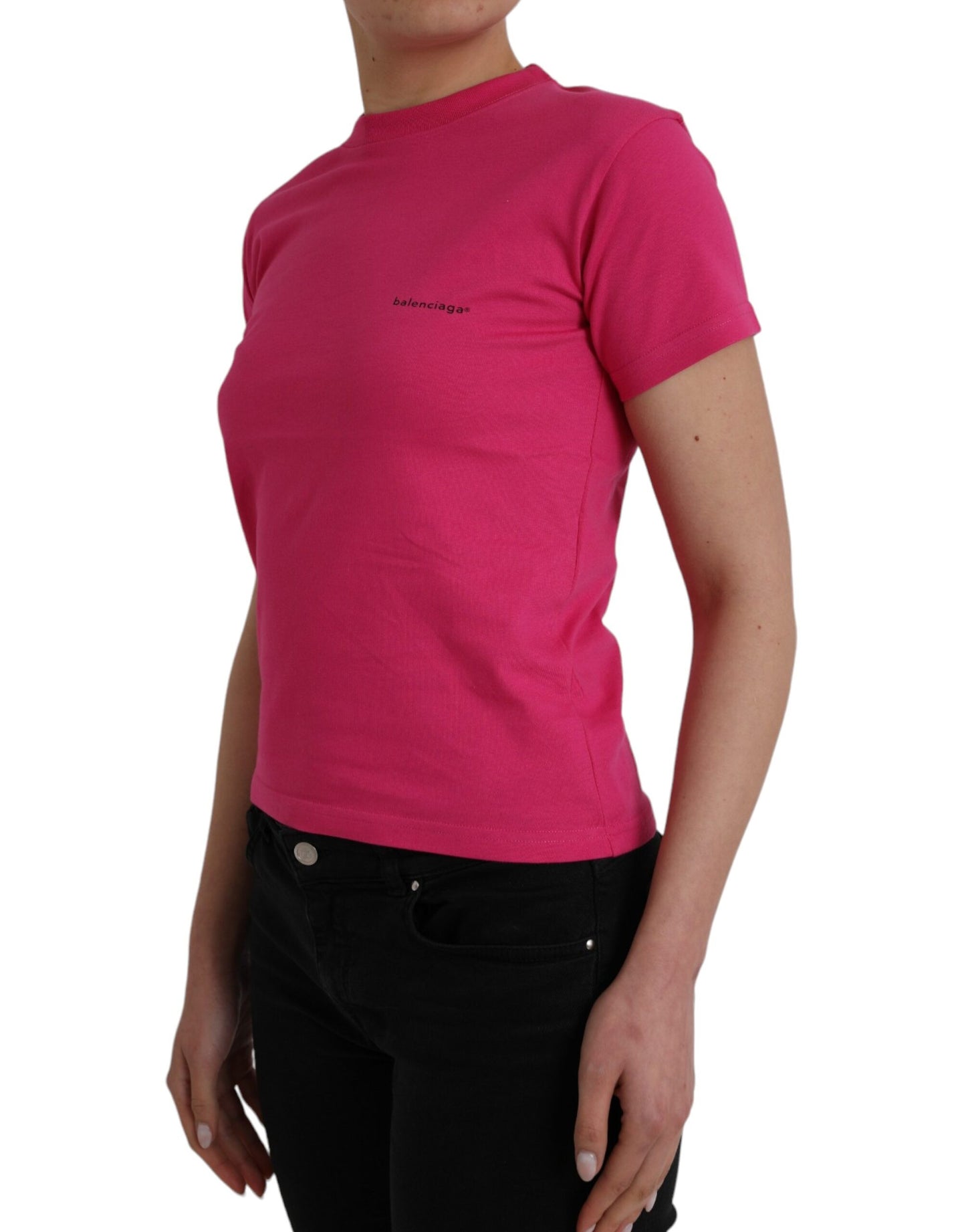 Pink Cotton Crew Neck Short Sleeves Tee T-shirt - GLAMHUB BOUTIQUE 