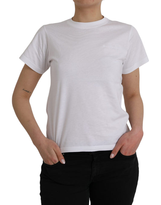 White Cotton Crew Neck Short Sleeves T-shirt - GLAMHUB BOUTIQUE 