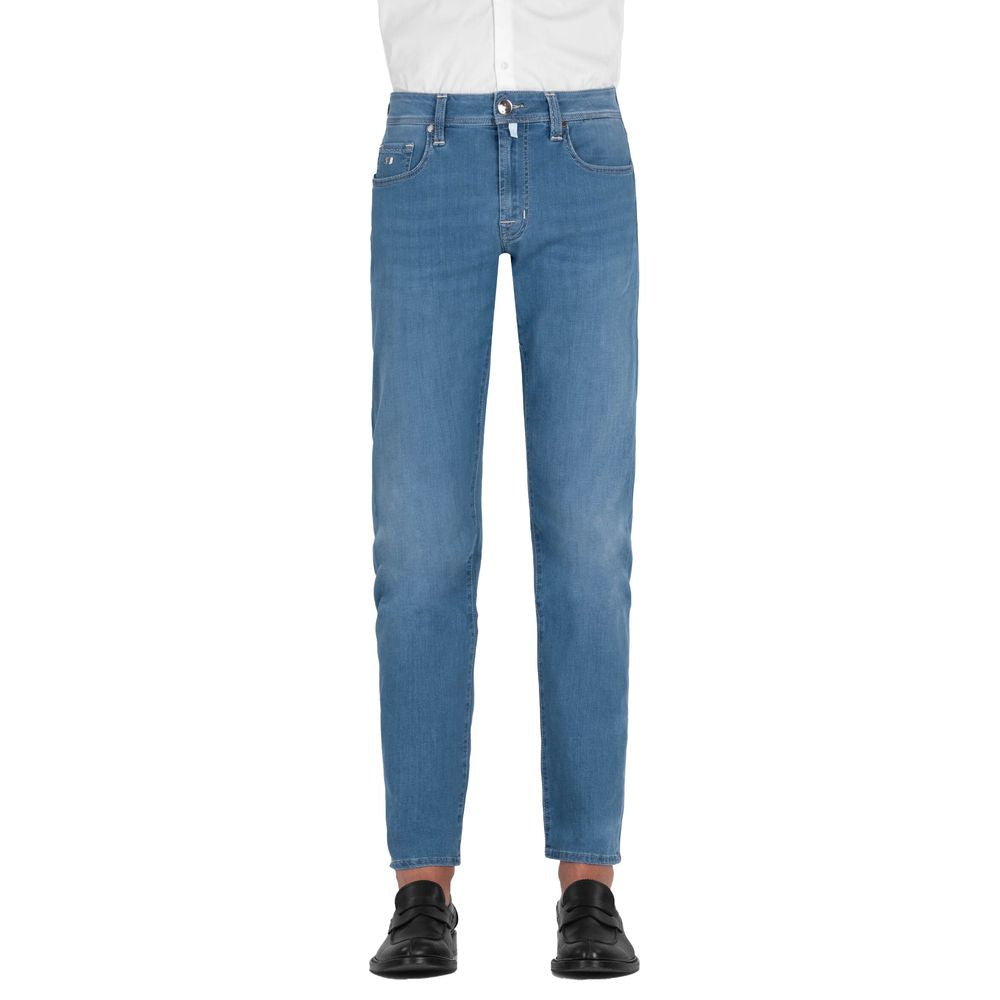 Light Blue Cotton Jeans & Pant - GlamHub Luxury and Icon Brand Clothing