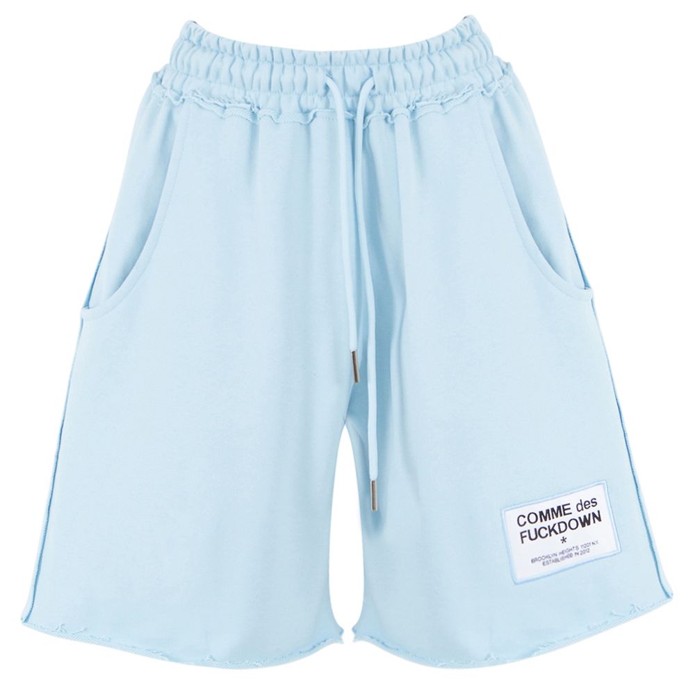 Light Blue Cotton Short - GlamHub Luxury and Icon Brand Clothing