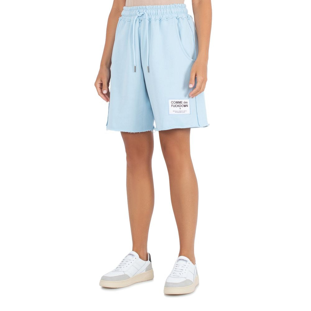 Light Blue Cotton Short - GlamHub Luxury and Icon Brand Clothing