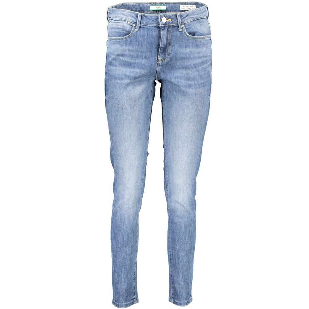 Light Blue Cotton Women Jeans - GLAMHUB BOUTIQUE 