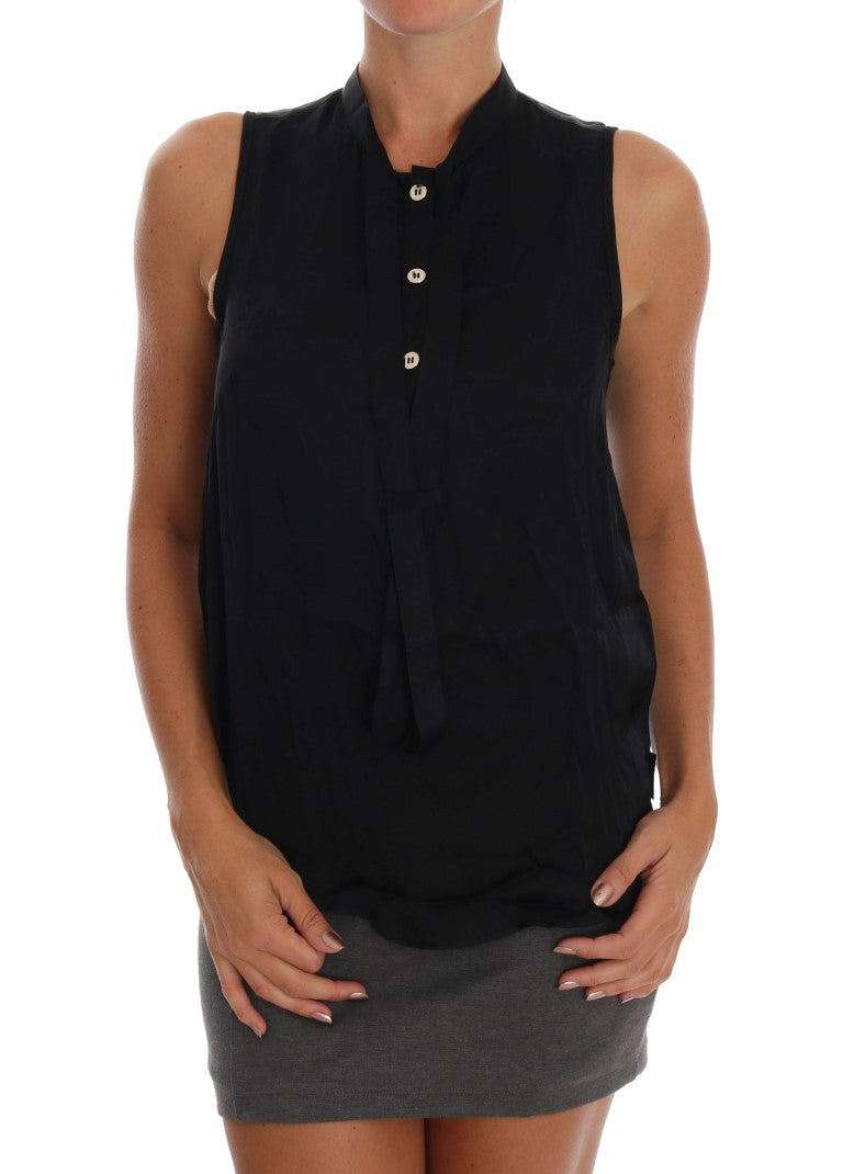 Chic Sleeveless Black Shirt Blouse - GLAMHUB BOUTIQUE 