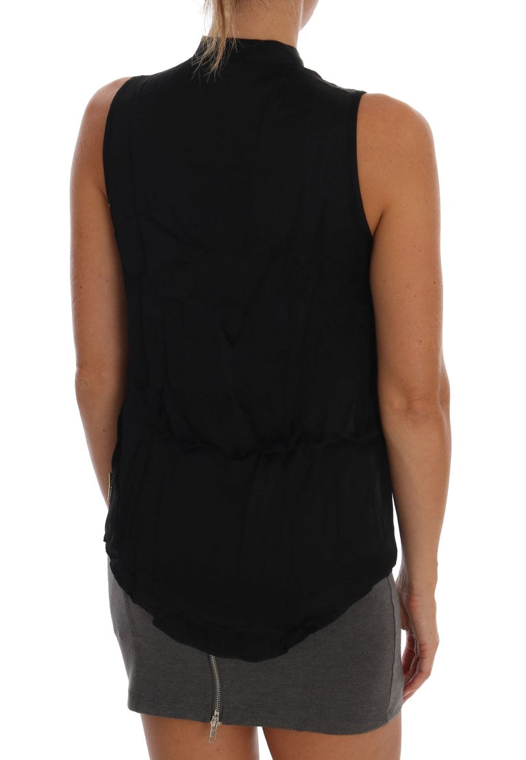 Chic Sleeveless Black Shirt Blouse - GLAMHUB BOUTIQUE 