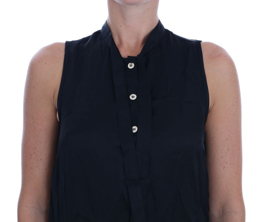 Chic Sleeveless Black Shirt Blouse - GLAMHUB BOUTIQUE 