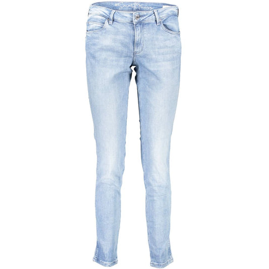 Light Blue Cotton Women Jeans - GLAMHUB BOUTIQUE 