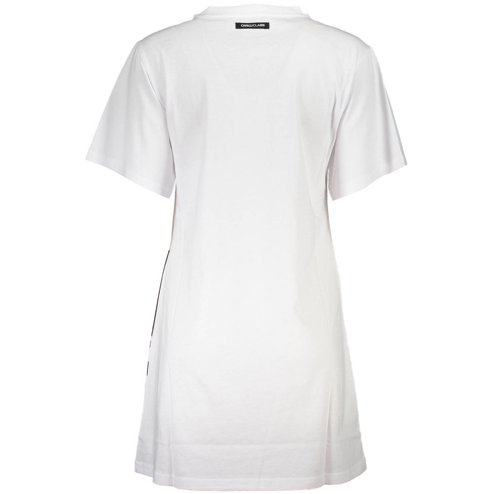 White Cotton Women Dress - GlamHub Luxury and Icon Brand Clothing