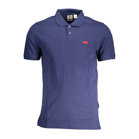 Blue Cotton Men Polo - GLAMHUB BOUTIQUE 