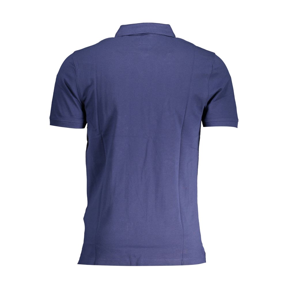 Blue Cotton Men Polo - GLAMHUB BOUTIQUE 