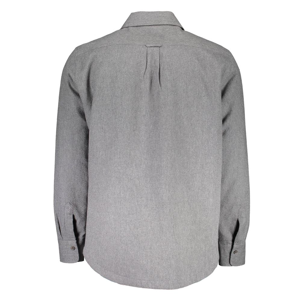 Gray Cotton Men Shirt - GlamHub Luxury and Icon Brand Clothing