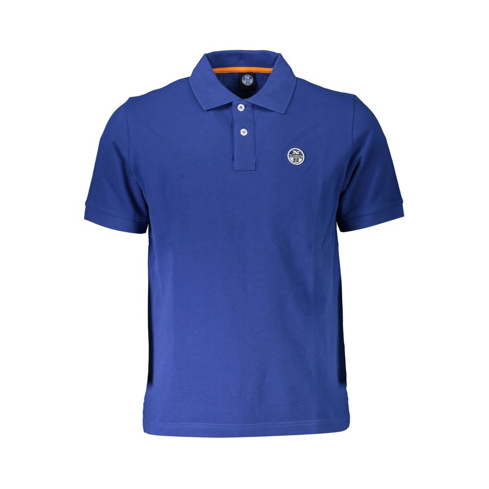 Blue Cotton Men Polo