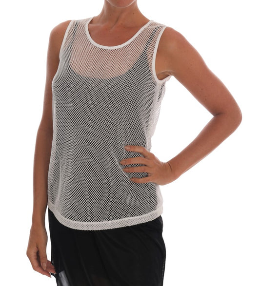 Sleeveless Transparent Net Tank Top - GlamHub Luxury and Icon Brand Clothing