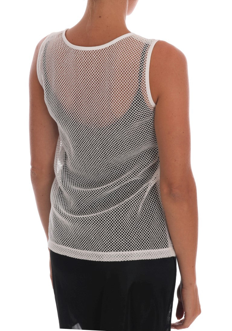 Sleeveless Transparent Net Tank Top - GlamHub Luxury and Icon Brand Clothing