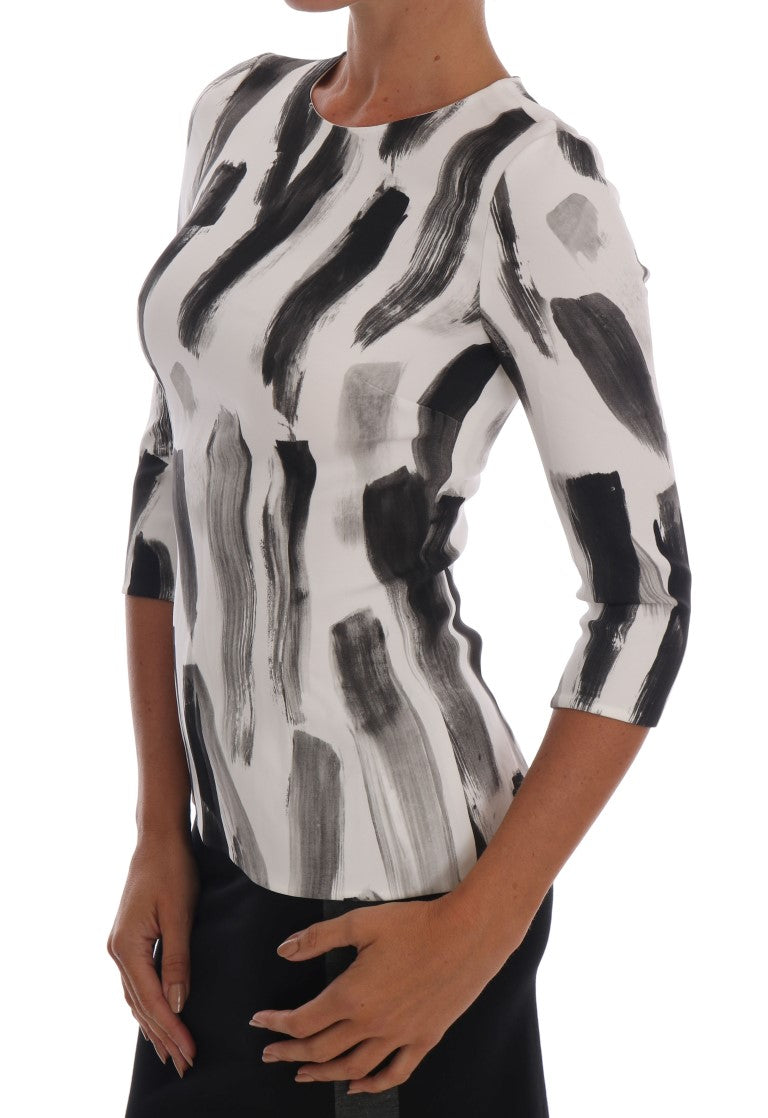 Elegant Striped Stretch Blouse - GlamHub Luxury and Icon Brand Clothing