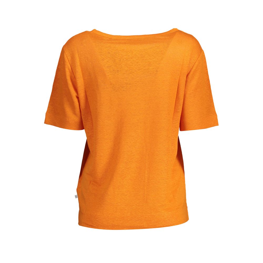 Orange Linen Women Top - GlamHub Luxury and Icon Brand Clothing