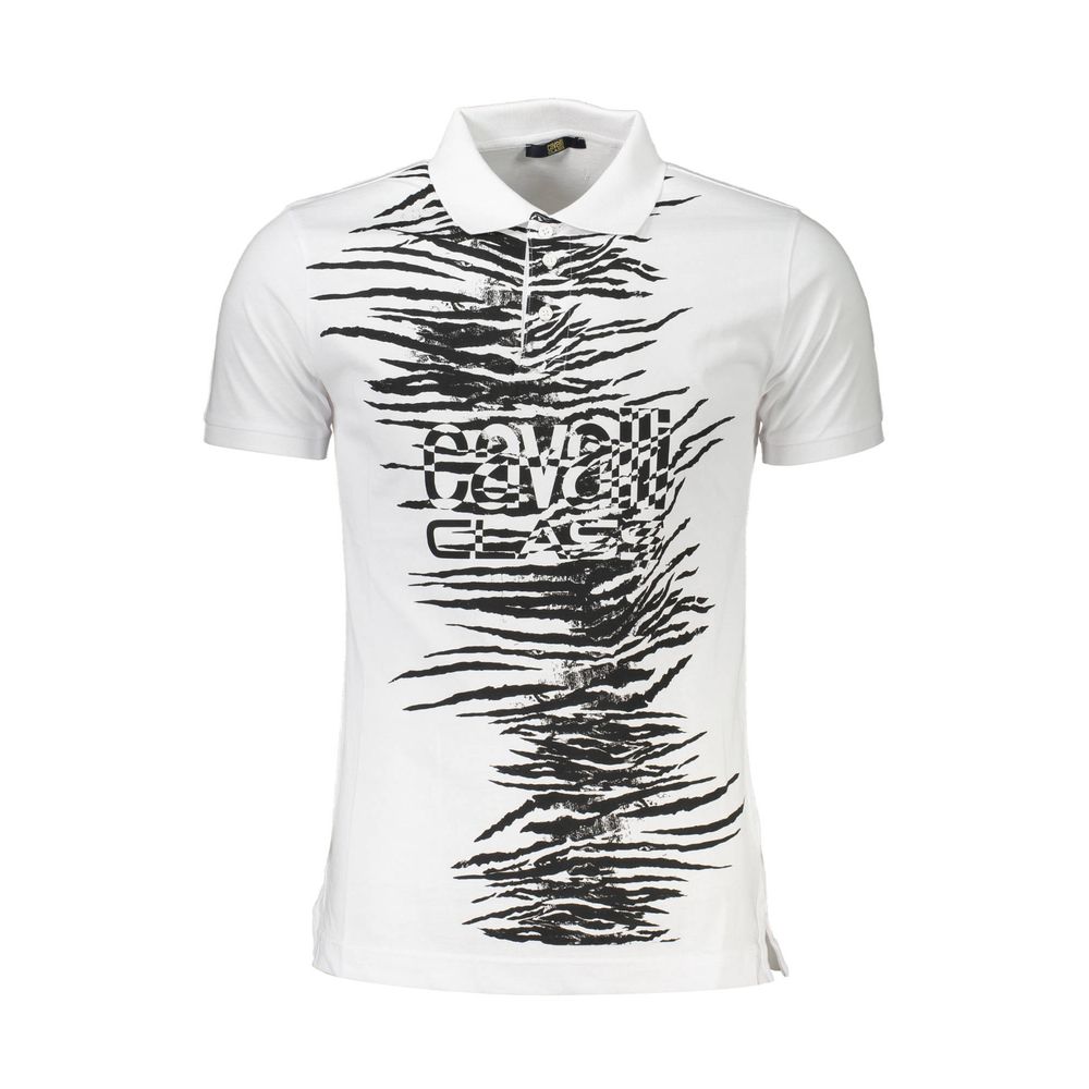 White Cotton Men Polo Shirt - GlamHub Luxury and Icon Brand Clothing