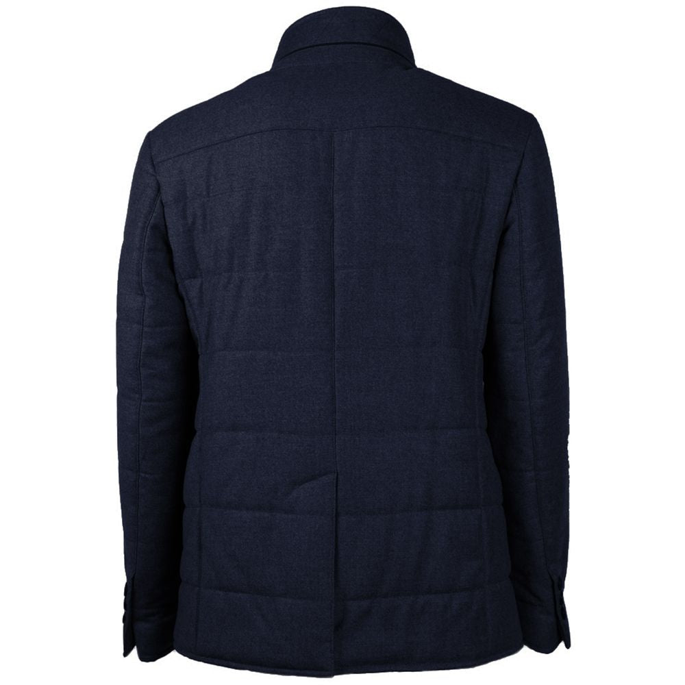 Blue Wool Men Coat - GlamHub Luxury and Icon Brand Clothing