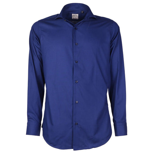 Blue Cotton Shirt - GlamHub Luxury and Icon Brand Clothing