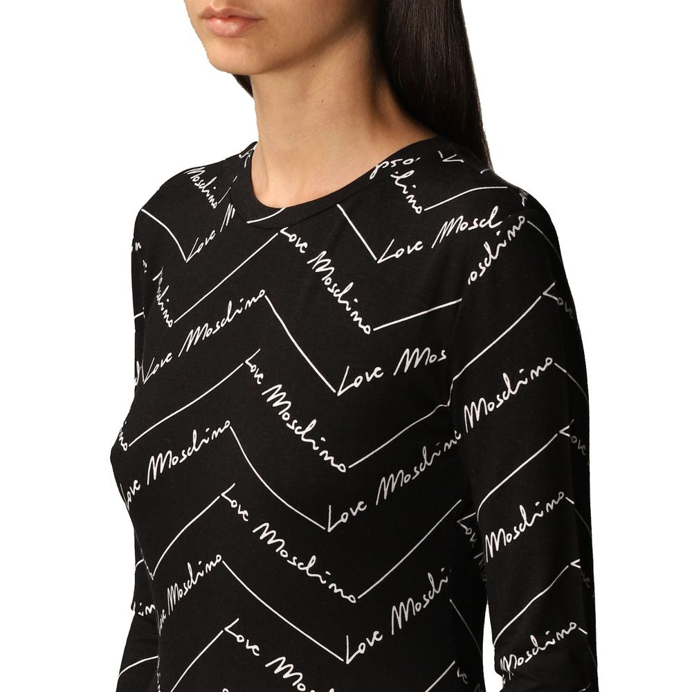 Elegant Long-Sleeved Logo Print Tee - GlamHub Luxury and Icon Brand Clothing