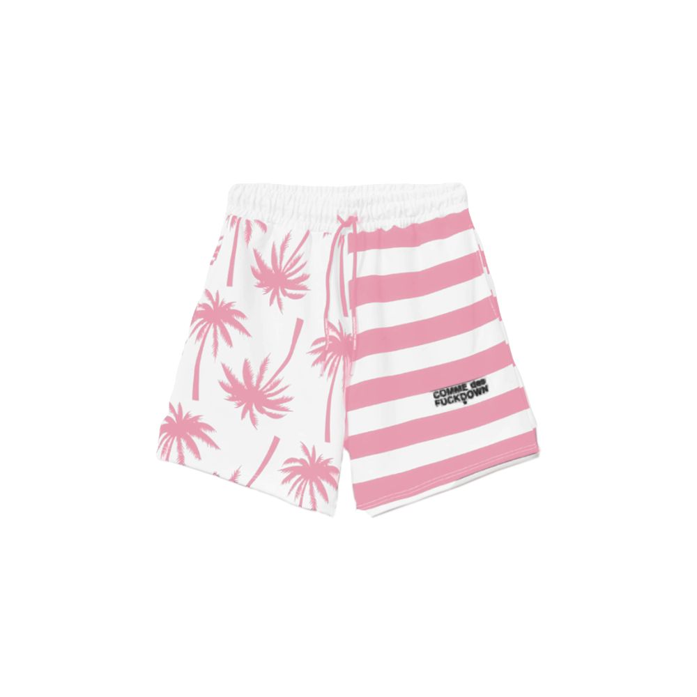 Chic Pink Striped Drawstring Shorts - GlamHub Luxury and Icon Brand Clothing