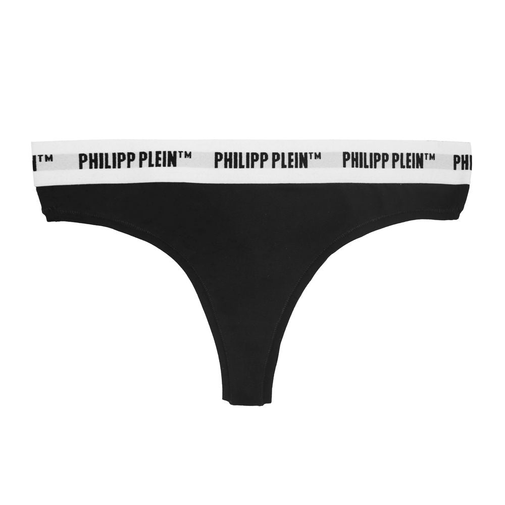 Black Cotton Women Thong Two-Pack - GlamHub Luxury and Icon Brand Clothing