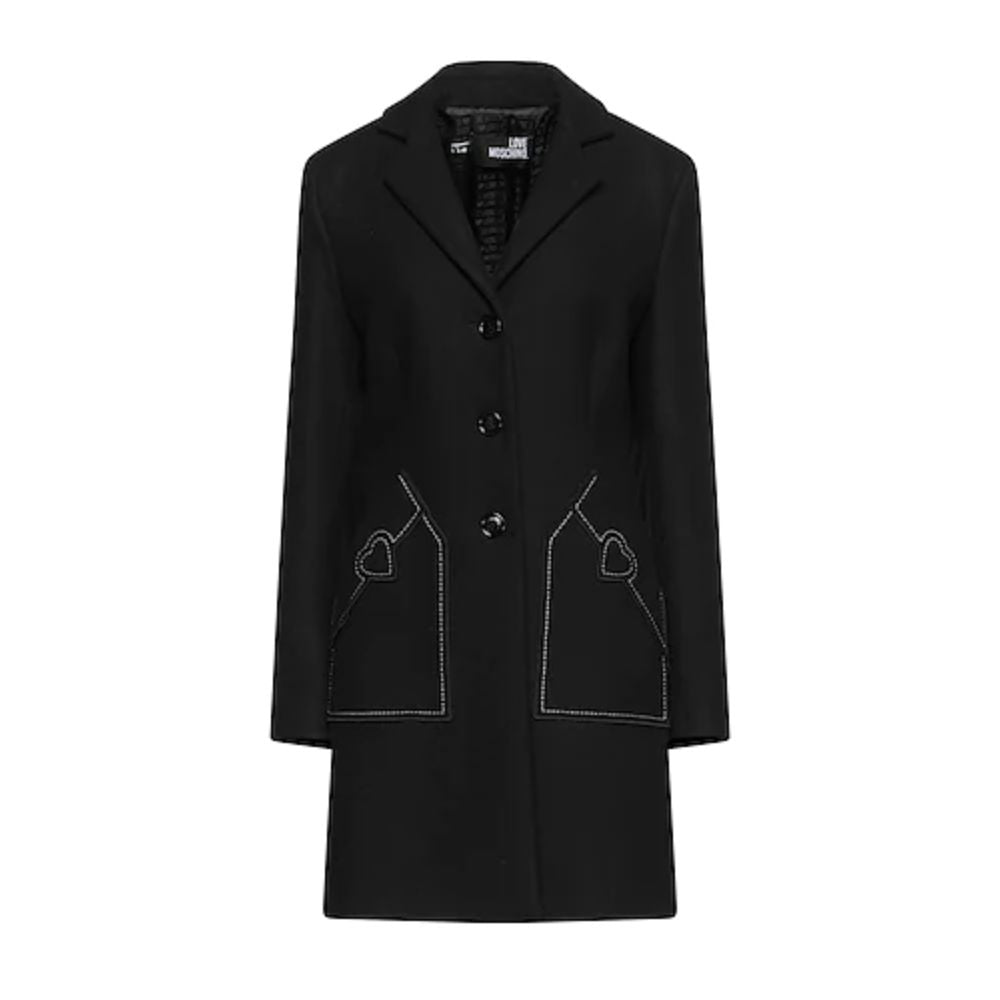 Black Wool Women Coat - GlamHub Luxury and Icon Brand Clothing