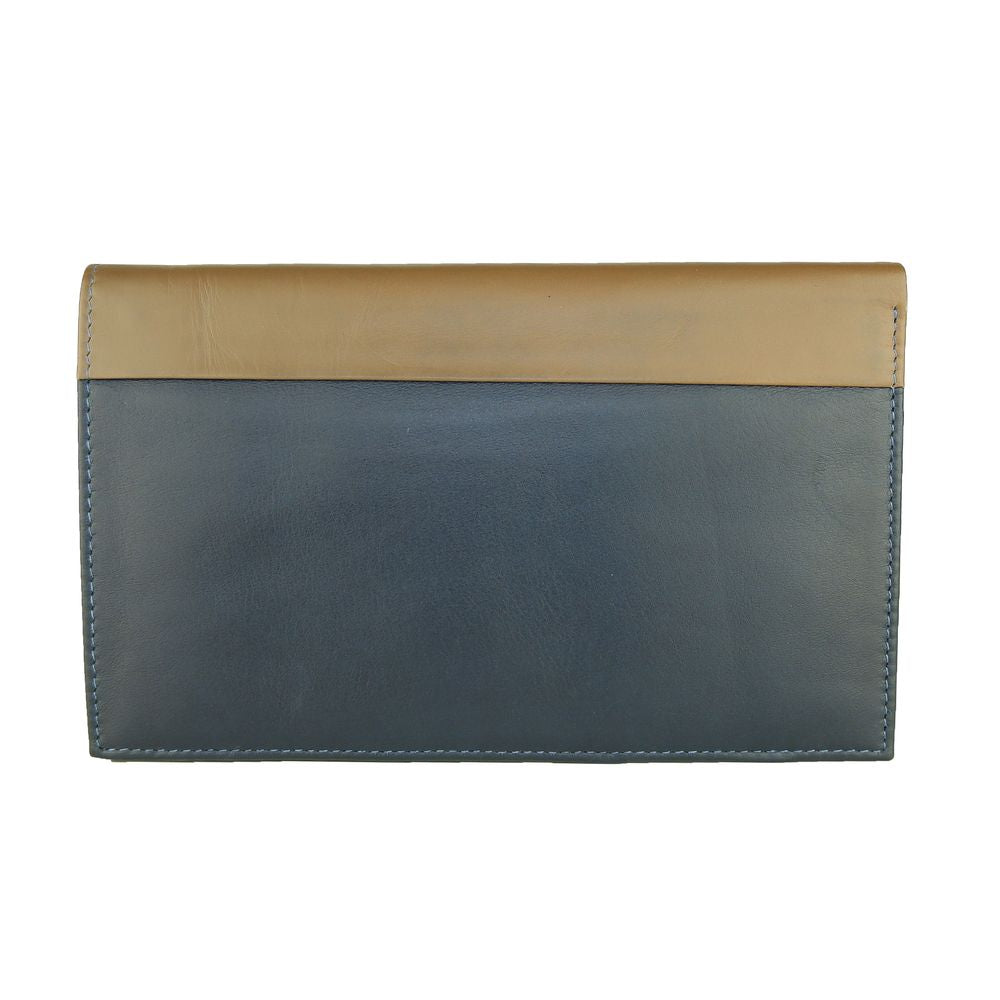 Blue Leather Men Wallet - GlamHub Luxury and Icon Brand Clothing