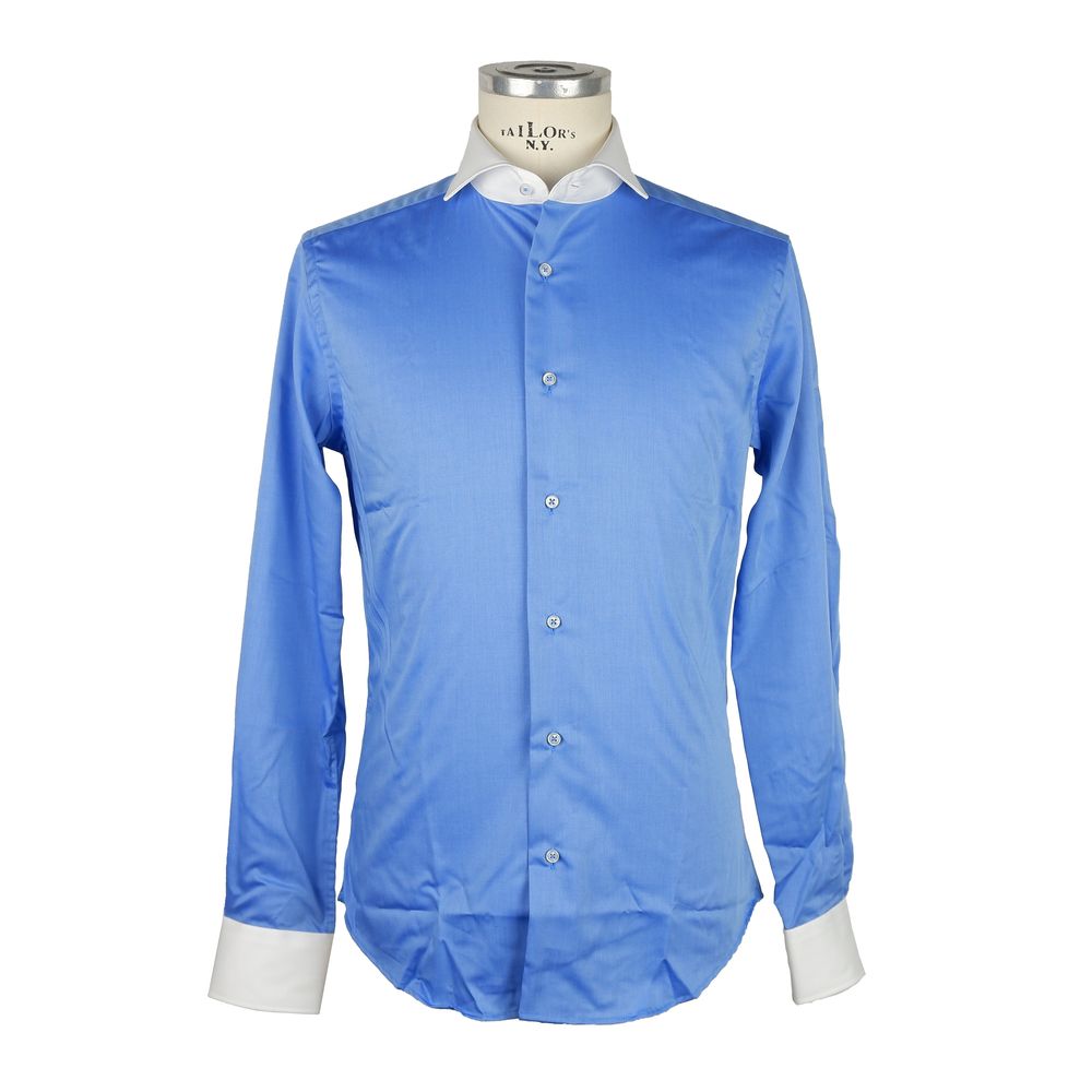 Elegant Contrast Collar Cotton Shirt - GlamHub Luxury and Icon Brand Clothing