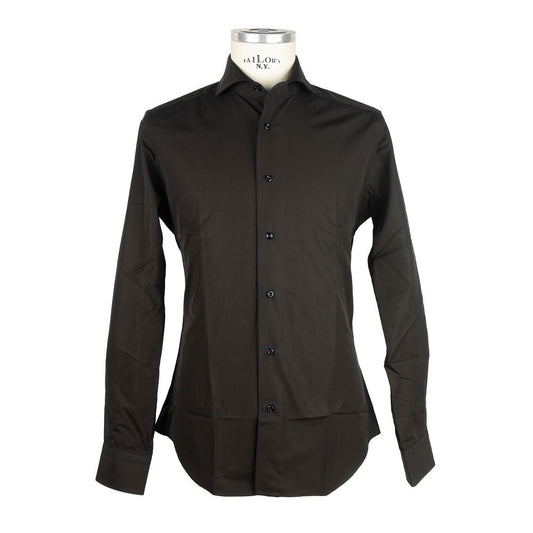 Sleek Milano Cotton Men's Shirt in Black - GlamHub Luxury and Icon Brand Clothing