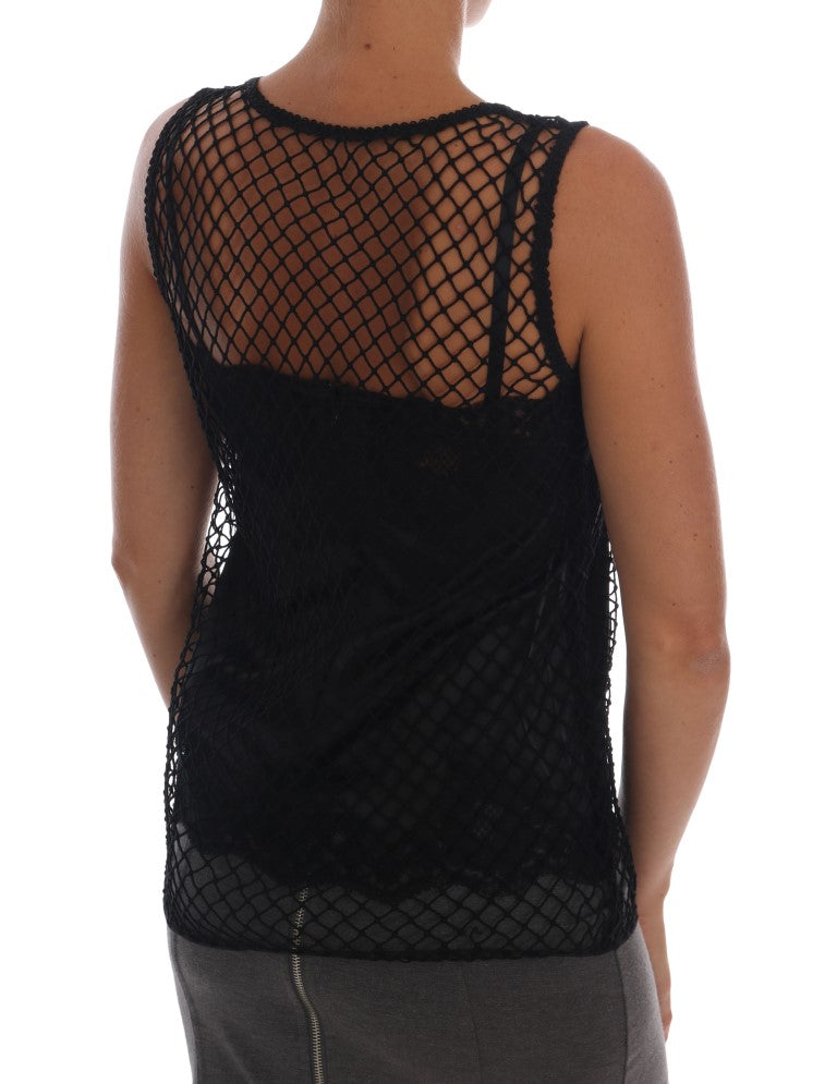 Elegant Black Lace Sleeveless Cami Blouse - GlamHub Luxury and Icon Brand Clothing