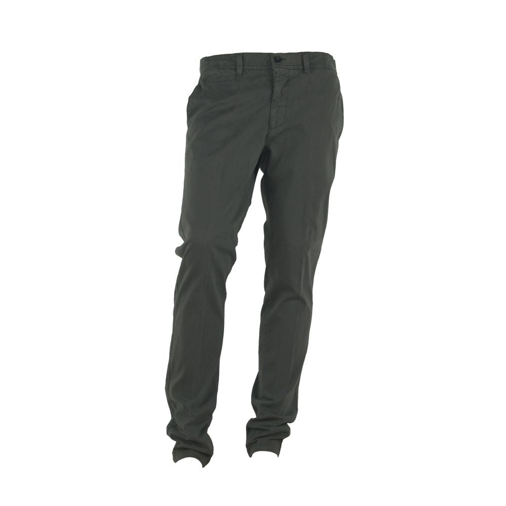 Elegant Gray Italian Cotton Trousers - GlamHub Luxury and Icon Brand Clothing