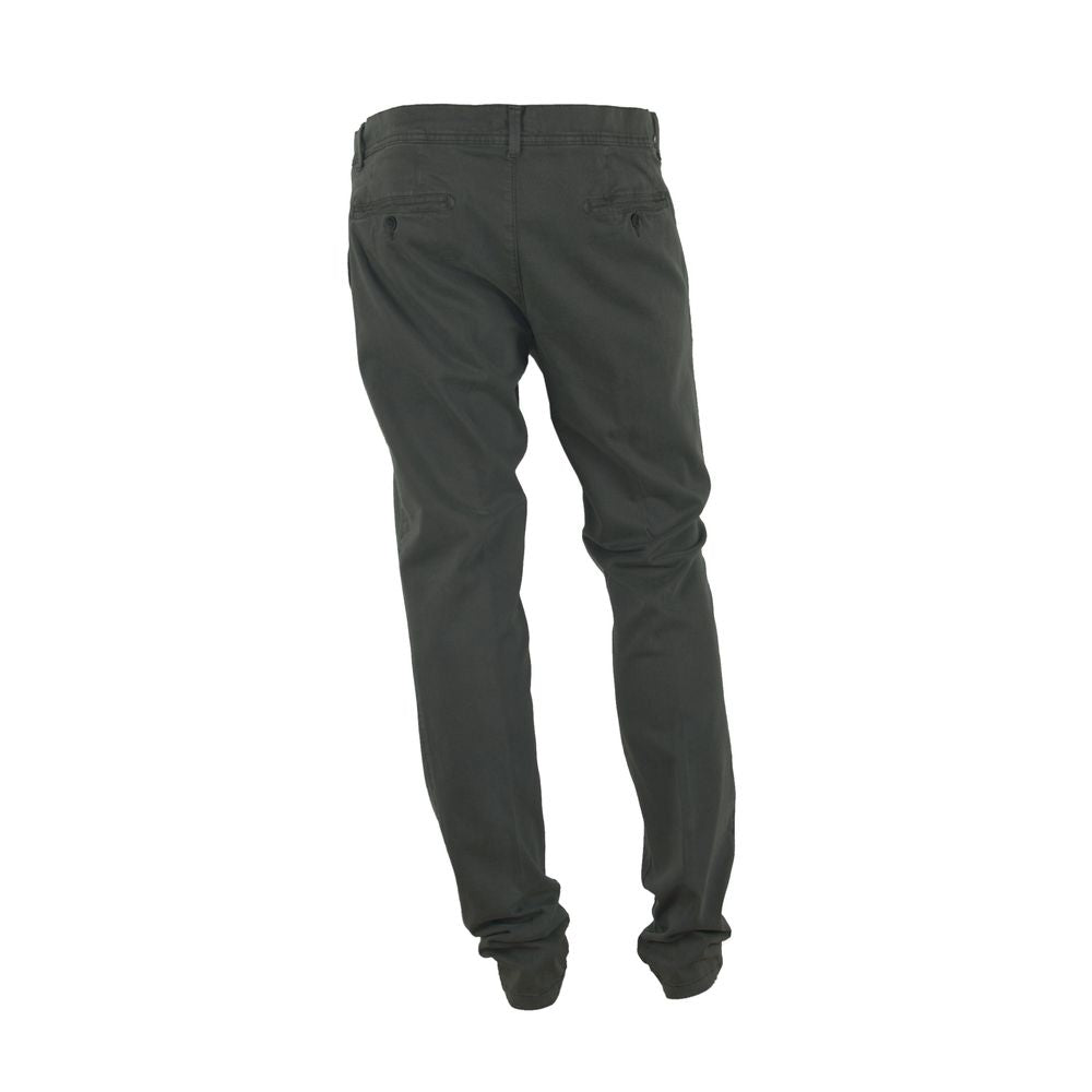 Elegant Gray Italian Cotton Trousers - GlamHub Luxury and Icon Brand Clothing