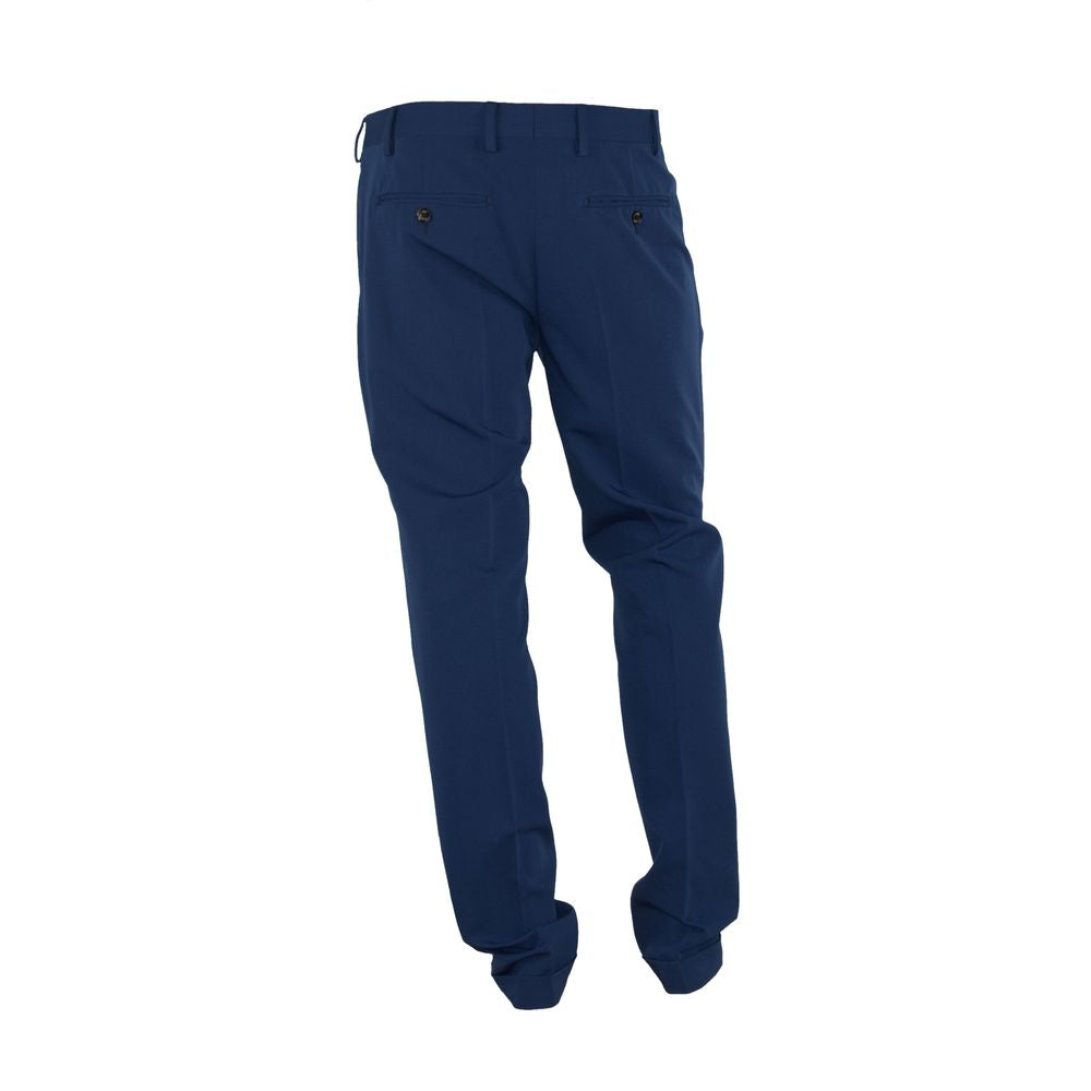 Elegant Blue Trousers for Sophisticated Men - GlamHub Luxury and Icon Brand Clothing