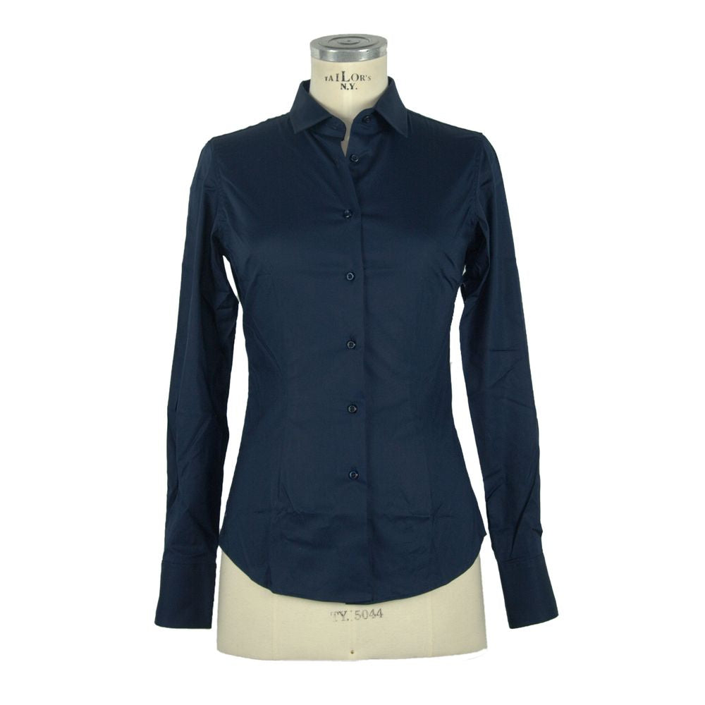 Elegant Slim Fit Blue Blouse - GlamHub Luxury and Icon Brand Clothing