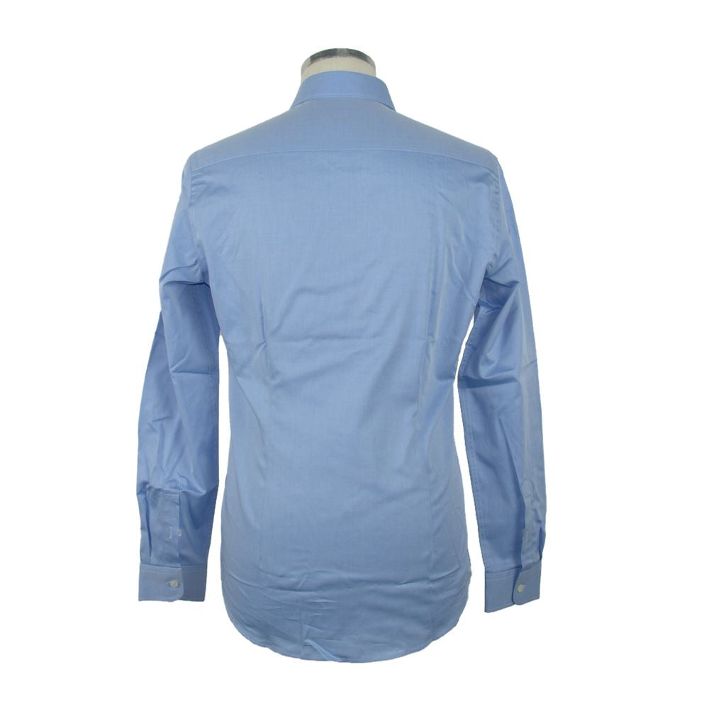 Elegance Unleashed Light Blue Cotton Shirt - GlamHub Luxury and Icon Brand Clothing