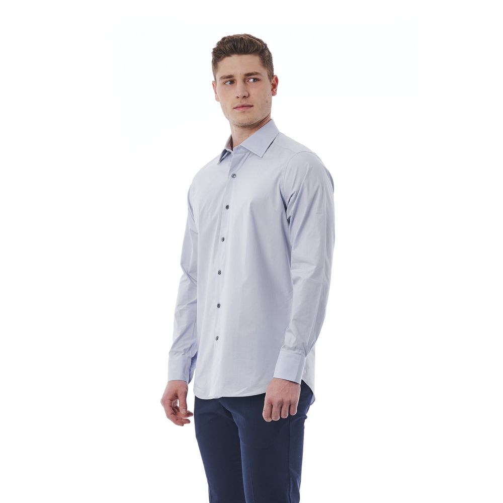 Gray Cotton Men Shirt - GlamHub Luxury and Icon Brand Clothing