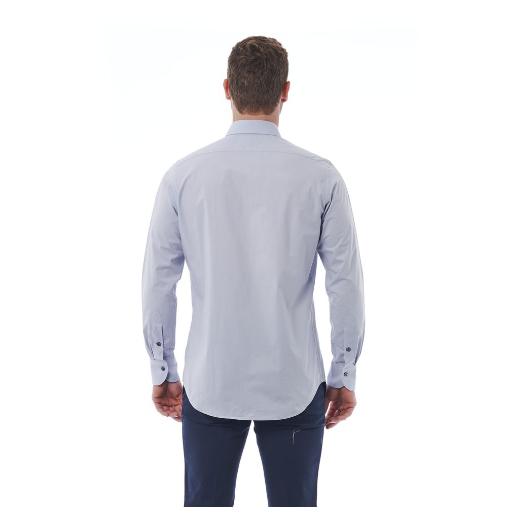 Gray Cotton Men Shirt - GlamHub Luxury and Icon Brand Clothing