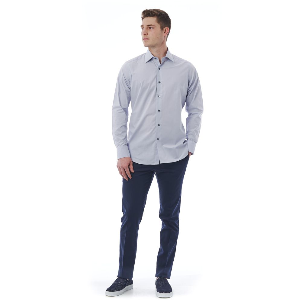 Gray Cotton Men Shirt - GlamHub Luxury and Icon Brand Clothing